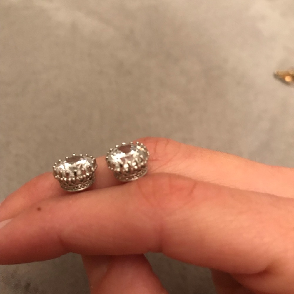 CZ silver stud earrings